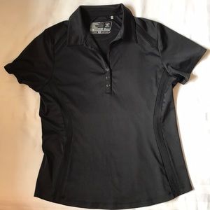 Cutter& Buck black DryTec UV protective  snap front polo golf shirt EUC